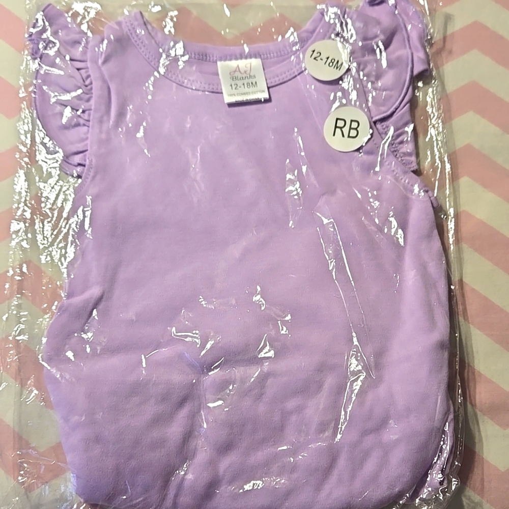 12-18 month LILAC Ruffle butt and Flutter Sleeved Onsie.